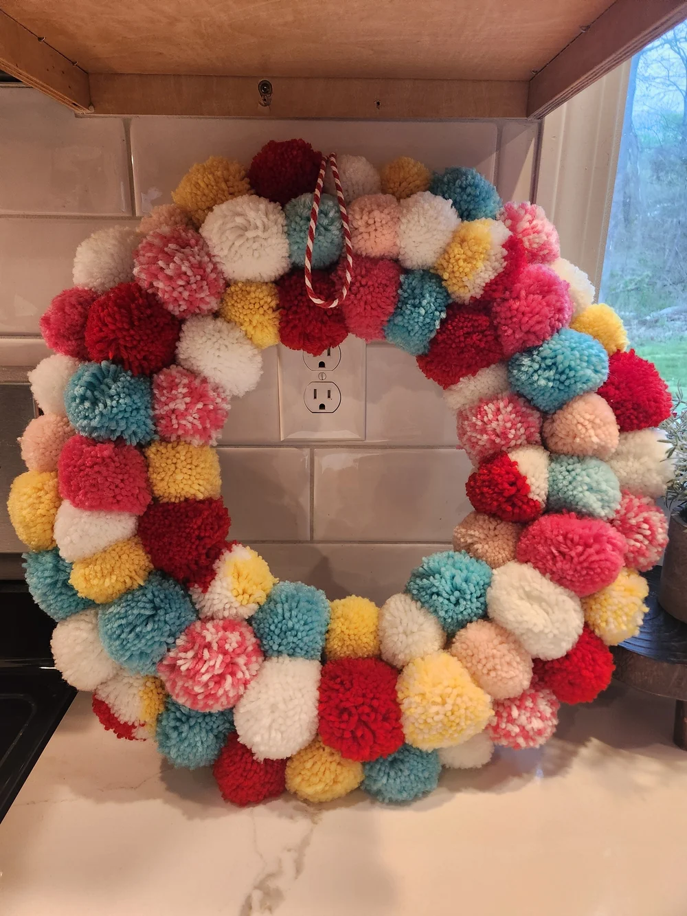 Colorful Pom Pom Wreath - Multicolor